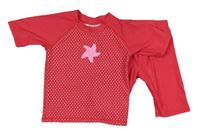 2 set - Růžové puntíkaté UV tričko s hvězdicí + UV kraťasy Alive