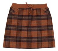 Cihlovo-černá kostkovaná vlněná sukně 