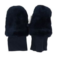 Tmavomodré plyšové zateplené rukavice 