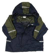 Tmavomodro-khaki šusťáková bunda s kapucí Papagino