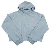 Světlemodrá crop mikina s výšivkou a kapucí Primark