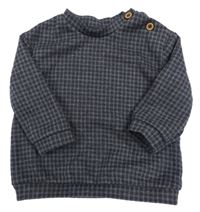 Tmavomodro-šedé kostičkované úpletové triko Tu