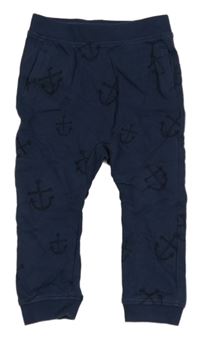 Tmavomodré tepláky s kotvami H&M