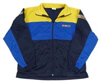 Tmavomodro-modro-žlutá propínací sportovní mikina 