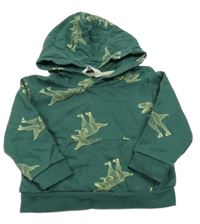 Tmavozelená mikina s dinosaury a kapucí H&M