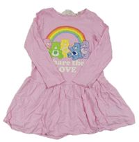 Růžové bavlněné šaty s duhou a medvídky H&M