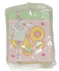 Nové - růžovo-zelená fleecová deka s motýlkem 