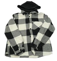 Bílo-černá kostkovaná košile a teplákovou kapucí Primark