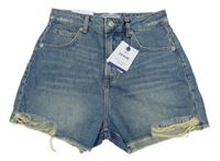 Nové - modré melírované riflové kraťasy New Look