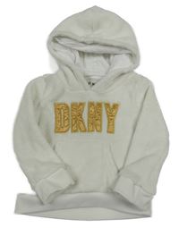 Smetanová plyšová mikina s logem a kapucí DKNY