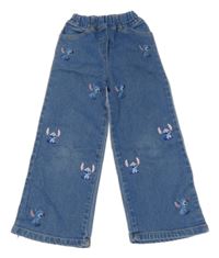 Modré wide leg rifle se Stitchem 