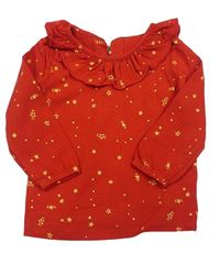 Červené triko s hvězdamii a límečkem Matalan