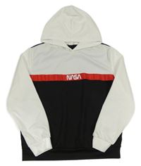Bílo-černo-červená mikina s nápisem a kapucí - NASA Shein