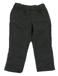 Tmavošedo-černé vzorované kostkované chino kalhoty H&M