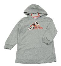 Šedé teplákové šaty s logem a kapucí Adidas