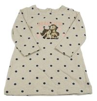 Béžové puntíkaté teplákové šaty s koníky 