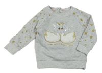 Šedo-zlatá mikina s hvězdami a labutěmi Primark