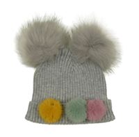 Šedá čepice s barevnými bambulemi Pep&Co