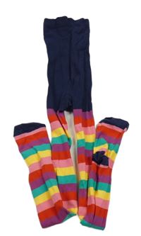 Tmavomodro-barevné pruhované punčocháče Next