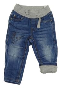 Modro-šedé podšité tepláky s dinem a úpletovým pasem Dopodopo