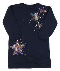 Tmavomodré teplákové šaty s hvězdami z flitrů F&F