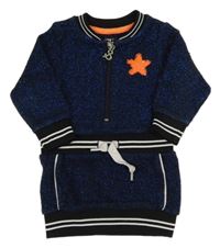 Černo-modré teplákové třpytivé šaty s hvězdou 