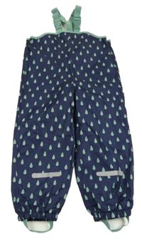 Tmavomodro-zelené šusťákové laclové zateplené kalhoty s kapkami Lily & Dan