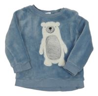 Modrá plyšová mikina s medvídkem 