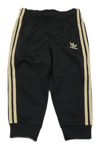 Černo-béžové sportovní tepláky s pruhy Adidas
