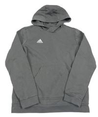 Antracitová mikina s logem a kapucí Adidas