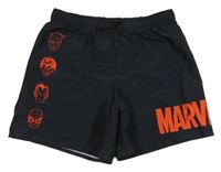 Černo-červené plážové kraťasy se superhrdiny Marvel