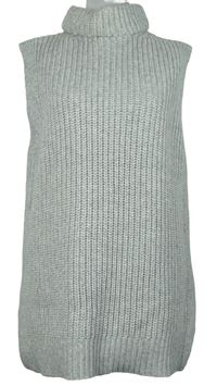 Dámská šedá svetrová oversized vesta se stojáčkem M&S