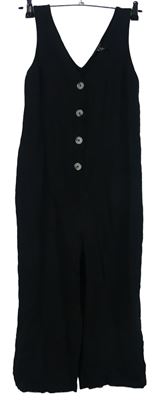 Dámský černý kalhotvý culottes lněný overal New Look 