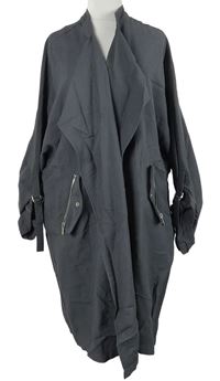 Dámský tmavošedý kabátový cardigán s rolovacími rukávy New Look 