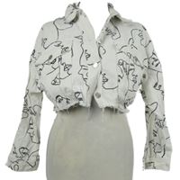 Dámská bílá crop riflová bunda s potiskem MissGuided 