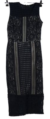 Dámské tmavomodro-smetanové krajkové šaty Next 