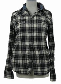 Dámská černo-bílá kostkovaná halenka 