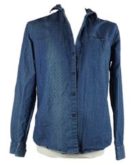 Pánská tmavomodrá vzorovaná riflová slim fit košile Esprit 