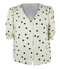 Dámská smetanovo-černá puntíkovaná crop halenka New Look 