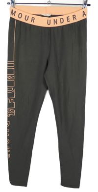 Dámské hnědo-oranžové sportovní legíny s logy Under Armour 