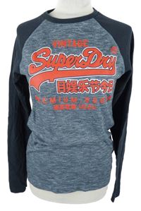 Pánské tmavomodré melírované triko s logem Superdry 