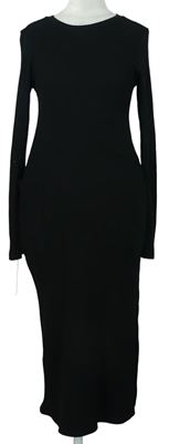 Dámské černé žebrované svetrové midi šaty River Island 