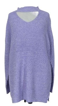 Dámský fialový melírovaný svetr se chokerem Pep&Co