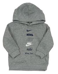 Šedá mikina s logem a kapucí Nike