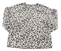 Světlerůžová sametová mikina s leopardím vzorem 