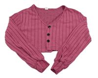 Vínové žebrované úpletové bolerko Shein