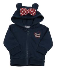 Tmavomodrá propínací mikina s nápisem a kapucí- Minnie zn. Disney