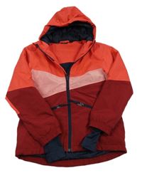 Neonově růžovo-růžovo-vínová šusťáková zateplená funkční bunda s kapucí Crivit