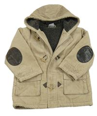 Béžová zateplená manšestrová bunda s kapucí Ladybird