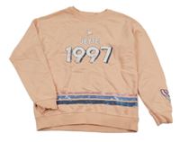 Světlerůžová mikina s číslem a proužky Staccato